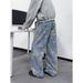 Men's Clothing Men's High Street Style Floral Print Jeans Cleanfit Straight Leg Wide Leg Pants Autumn Niche Design_mkmklike.com