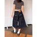 Unisex Raw Denim Straight Leg Cropped Trousers American Style mid Length Loose Wide Leg Multi Pocket Design New Summer_mkmklike.com