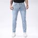 Men's Slim Fit Stretch Jeans - Steel Blue Straight Leg Denim Pants For Casual Wear Fashion Trends_mkmklike.com