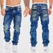 Men's Casual Distressed Straight Leg Jeans Trendy European American Style Hip Hop Pocket Trousers_mkmklike.com