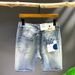Men's Clothing Trendy Embroidered Denim Shorts Straight Leg Versatile Fashionable Luxurious Five Point Ripped Shorts_mkmklike.com