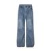 American Style Vintage Washed Jeans Niche Loose Beaded Design Sense Wrinkled Casual Wide-Leg Pants Trendy Men's Clothing_mkmklike.com