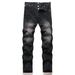 American Denim Trendy Brand New Heavy Craft Black Pearl Youth Men's Slim Fit Personality Street Style Skinny Pants_mkmklike.com