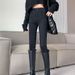 Black High-Waisted Fleece-Lined Skinny Jeans For Women 2025 Autumn Winter New Slim Fit Slimming Tight Pencil Bootcut_mkmklike.com
