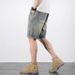 Men's Summer Denim Shorts Trendy Thin Straight Leg 5/6 Length Casual Mid-Length Japanese Style Loose Fit _mkmklike.com