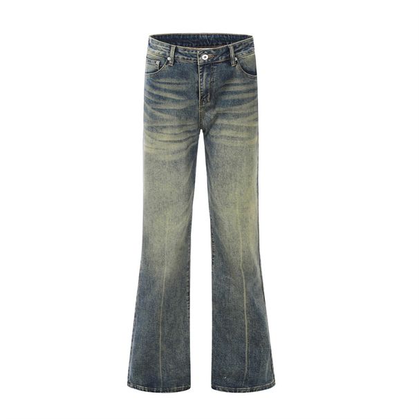 Heavy Washed Vintage Punk Denim Flared Men's Long Vibe Hippie Trendy Casual Loose Wide-Leg Pants_mkmklike.com