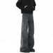 Retro Washed Old Jeans Men's Spring And Autumn Pleated Tooling Micro-pull Pants_mkmklike.com