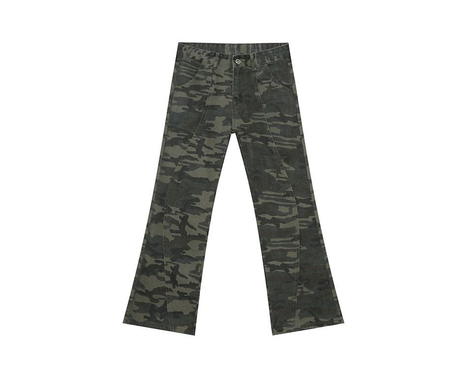 EF JEANS | 2025 Spring New Product Micro-pull Loose Deconstruction Splicing Camouflage Mopping Casual Jeans Tide_mkmklike.com