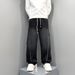 Men's Clothing Men's Retro High Street Style Elastic Waist Jeans Straight Leg Pants Casual Versatile Design Spring Autumn_mkmklike.com