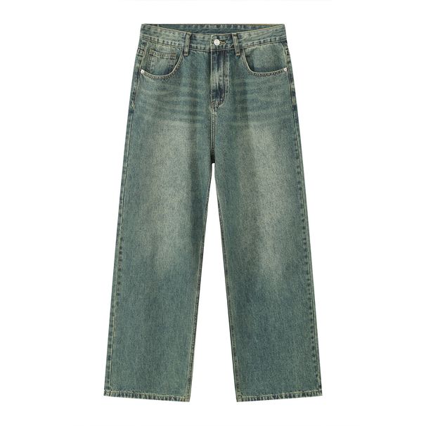 EF JEANS | 2024 New American Personality Retro Old Gradual Change Loose Wide Leg Jeans Men Old Green_mkmklike.com