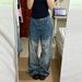 Women's Clothing Star Print Loose Straight Leg Denim Trousers For Women Washed Effect_mkmklike.com