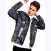 Men's Clothing Men's Trendy Distressed Denim Jacket Snowflake Washed Design Casual Wear For Formal & Casual_mkmklike.com