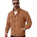 cardigan Long-sleeve Casual Sports Jacket With A Turn-down Collar, Corduroy Pockets, Button Closure, Fitted_mkmklike.com
