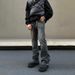 Men's Versatile Washed Black Jeans Straight Leg Slim Fit Stretchy Slightly Flared Mid Waist American High Street Style Casual_mkmklike.com