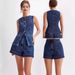 Women's Clothing Sleeveless High-Waist Denim Shorts Set – Distressed Washed Casual Outfit (Blue/Black, S-XXL)_mkmklike.com