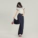 Summer New Blue American Retro Loose Wide-leg Pants For Women With Versatile Striped Patchwork Design Denim Trousers_mkmklike.com