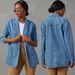 Trendy Washed Denim Blazer For Women – Oversized Boyfriend Jacket With Notched Lapel, Street Style Blue Blazer_mkmklike.com