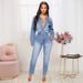 slim fit elastic small feet washed denim jumpsuit jumpsuit_mkmklike.com