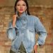 Women's Clothing Vintage Washed Denim Jacket – Motorcycle-Inspired Collar & Distressed Details (5 Sizes, Light Blue)_mkmklike.com