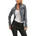 "Women's Slim Fit Denim Jacket - Classic Workwear Style With Contrast Stitching, Lightweight & Comfortable For Spring & Fall"_mkmklike.com
