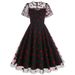 Women's Clothing mesh love Valentine's Day waist dress ladies retro dress _mkmklike.com