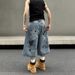 2025 American Street Washed Insects Graffiti Summer Denim Shorts Men's Loose Straight Casual Cropped Pants_mkmklike.com