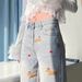 Stylish Light-colored Embroidered Loose Straight-leg Jeans For Women, New Spring Model, High-waisted, Slimming, Drapey,_mkmklike.com