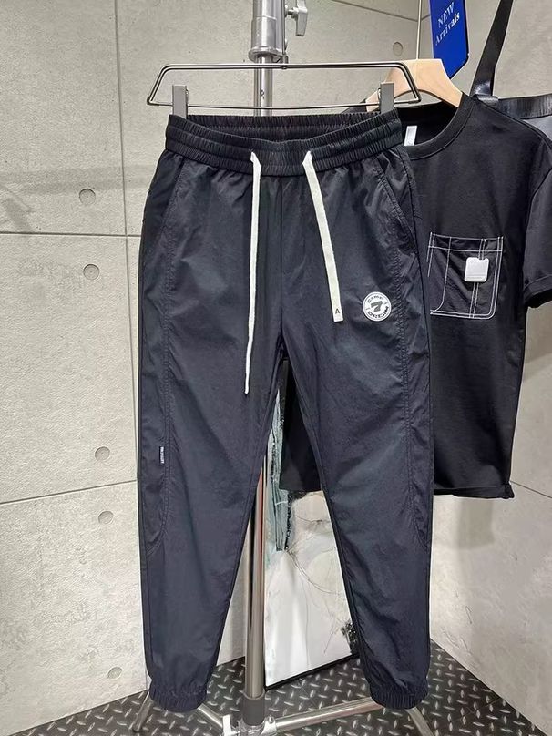 Men's Clothing New Quick drying Skinny Pants Light Luxury Labeled Sports Pants Youth All match Casual Pants Nine point Pants Men_mkmklike.com