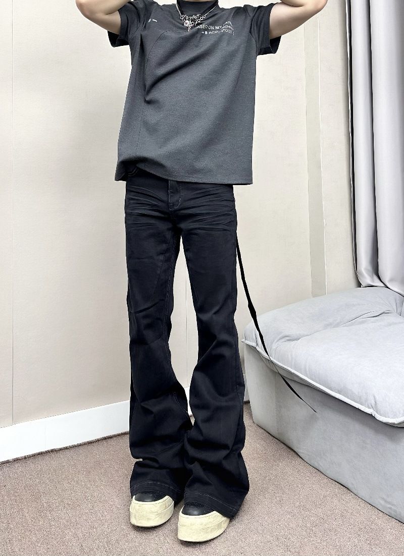 Men's Clothing Ro Style Ribbon Stretch Pants High Street Cleanfit Flared Stacked Feeling Mopping Denim Trousers Men's Trend_mkmklike.com