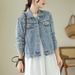 Women’s Clothing New Heavy Duty Diamond Rivet Denim Jacket Women's Long Sleeved Korean Style Loose Slim Fashion Jacket_mkmklike.com