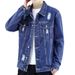 Men's Distressed Denim Jacket Slim Fit Casual Streetwear Cotton Coat For Spring Autumn_mkmklike.com