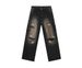 EF JEANS | 2025 Spring New American High Street Graffiti Splicing Design Ripped Personality Straight Jeans_mkmklike.com