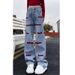 American-style High Street Embroidered Jeans For Women, 2025 And Autumn New Collection, Loose Wide-leg Straight_mkmklike.com