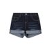 High-Waisted Stretch Denim Shorts For Women – A-Line Rolled Hem, Slim Fit & Comfortable (Dark Blue, S-5XL)_mkmklike.com