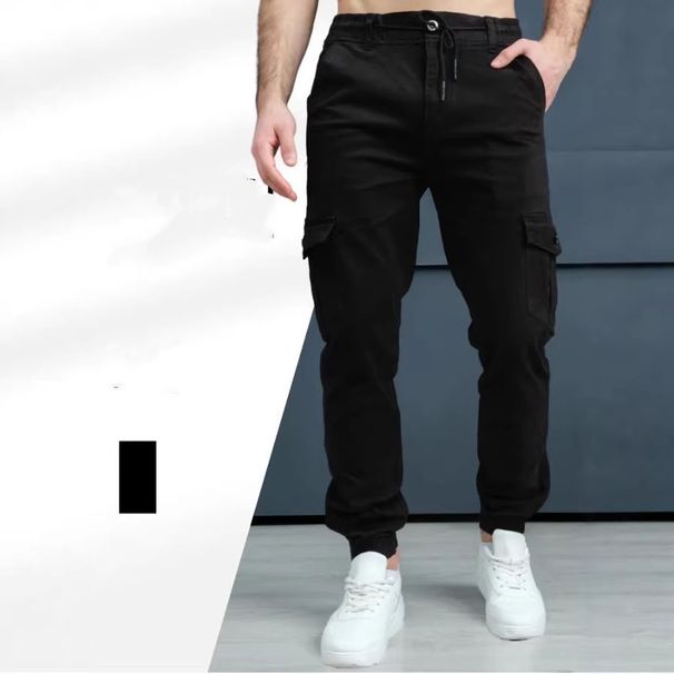Men's Casual Work Pants With Jogger Cuffs Mid Waist Straight Fit Softener Fabric Slight Stretch Machine Washable_mkmklike.com