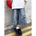 Urban Graffiti Denim Shorts - Vintage Washed Cotton Casual Streetwear For Men & Women - Summer Loose Fit Cropped Jeans With Artistic Prints_mkmklike.com