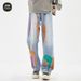 Men's Clothing Spring High Street Graffiti Wide Leg Jeans Loose Straight Leg Drape Trendy Pants_mkmklike.com