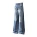 Men's Clothing New Retro Washed Sprayed Monkey Flared Jeans Men And Women Loose Straight Pants_mkmklike.com