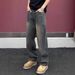 American High Street Scimitar Jeans Men's Spring And Autumn Trendy Brand Ruffian Handsome Fried Street Pants Cleanfit Straight Micro-pull Pants_mkmklike.com