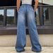 Women's High Waist Loose Fit Ripped Denim Jeans - Street Style Distressed Wide Leg Pants With Stretch Comfort_mkmklike.com