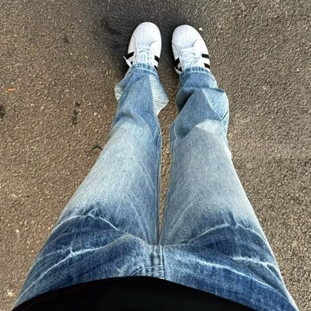 Vintage Blue Cracked Denim Pants – High Street Retro Unisex Loose Fit Straight Leg Casual Trousers For Men & Women_mkmklike.com