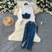 Denim Skirt Set – Belted Shirt & A-Line Skirt, Polyester-Blend Office-To-Dinner Outfit (S-Xl, Blue) Waist-Defining Magic_mkmklike.com