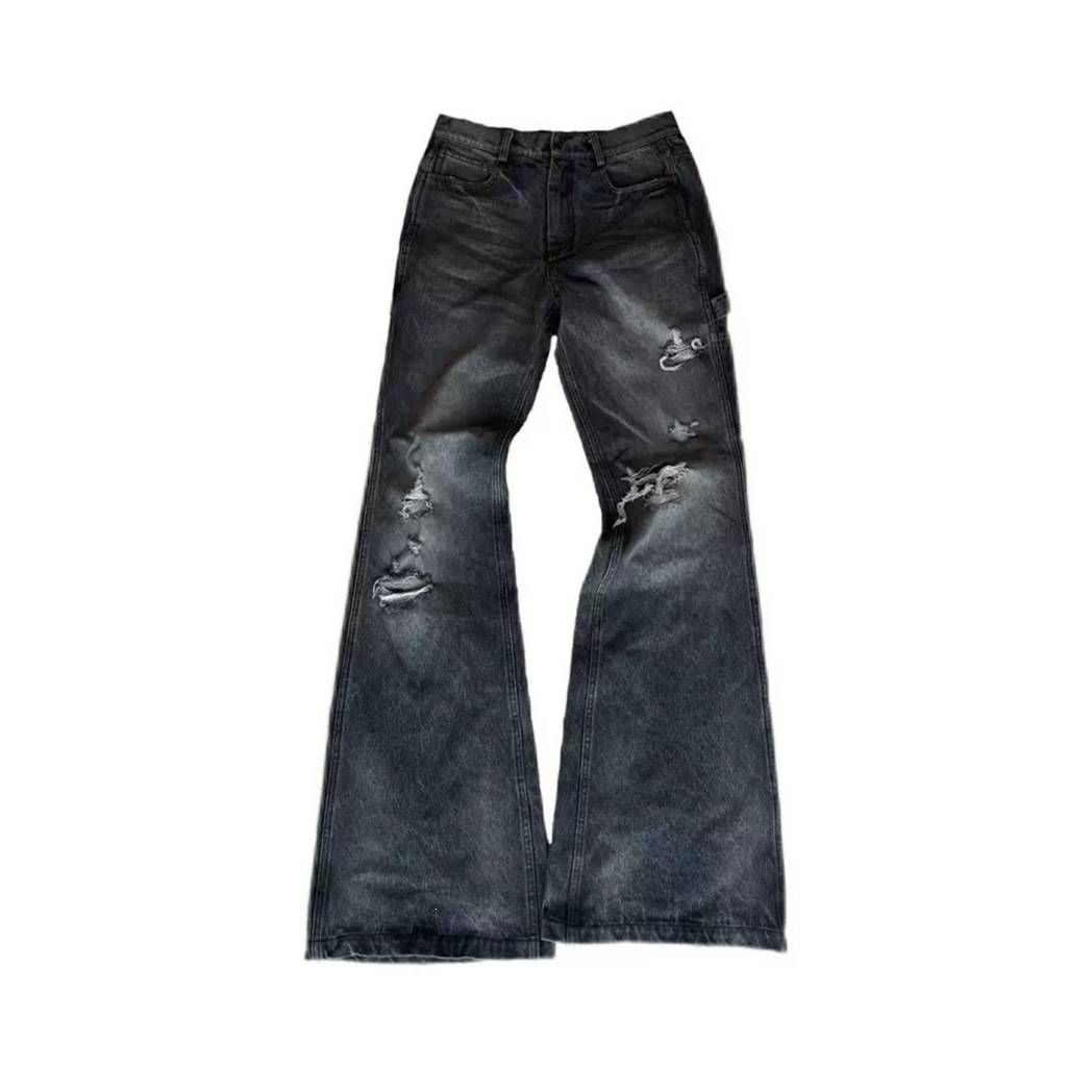 Men's Clothing High Street Style Jeans Trendy Heavy Duty Ripped Motorcycle Style Slightly Flared Trousers_mkmklike.com