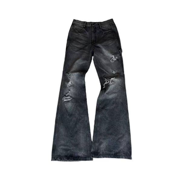 Men's Clothing High Street Style Jeans Trendy Heavy Duty Ripped Motorcycle Style Slightly Flared Trousers_mkmklike.com