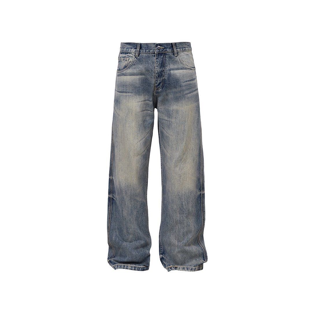 Nevada Vintage Washed Jeans – Authentic Cat Whisker & Honeycomb Distressed Denim (Unisex Straight Fit, M-XXL)_mkmklike.com