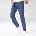 Men's Slim Fit Jeans - Classic Blue Denim Pants With Washed Finish, Cotton Blend Fabric, Straight Leg Design For Casual Style_mkmklike.com