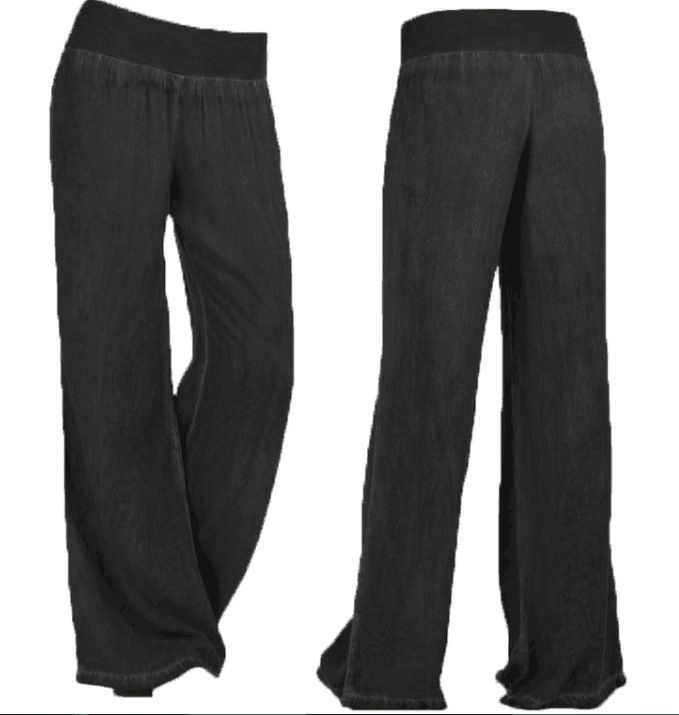 Women's Plus Size Casual Wide Leg Jeans - Stretch Denim Trousers For Comfort & Style (Black, Light Blue, S-5XL)_mkmklike.com