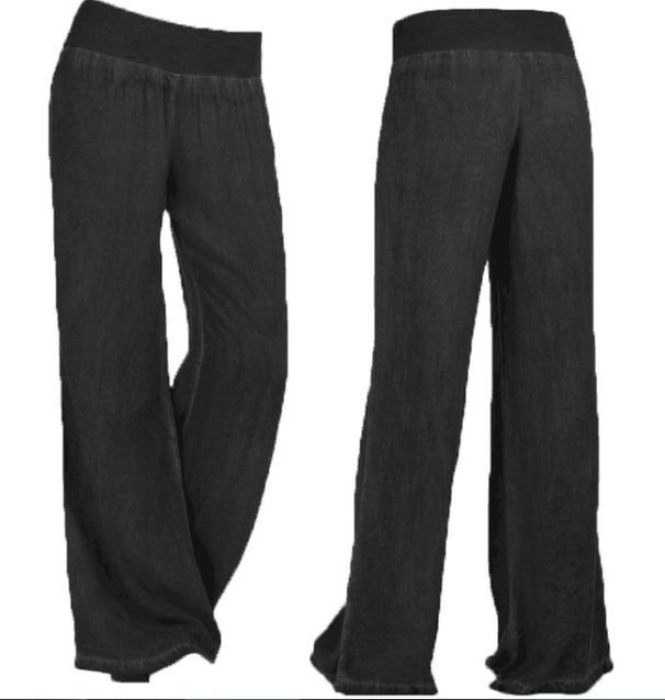 Women's Plus Size Casual Wide Leg Jeans - Stretch Denim Trousers For Comfort & Style (Black, Light Blue, S-5XL)_mkmklike.com