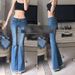 Retro Flared Jeans For Women With Hip Padding - Low Rise Stretch Denim With Frayed Hem - Vintage High Waist Bell Bottom Pants_mkmklike.com
