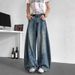 High Street Vintage Washed Wide-Leg Jeans for Men Oversized Denim Pants with Distressed Details_mkmklike.com